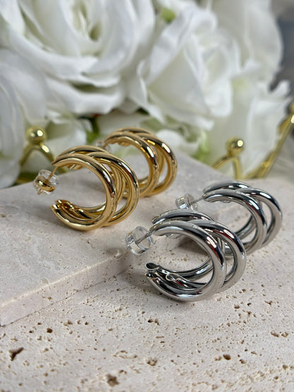 3 layers hoop earrings