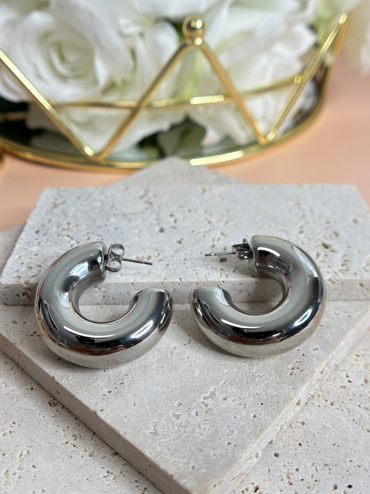 C shape hoop earrings
