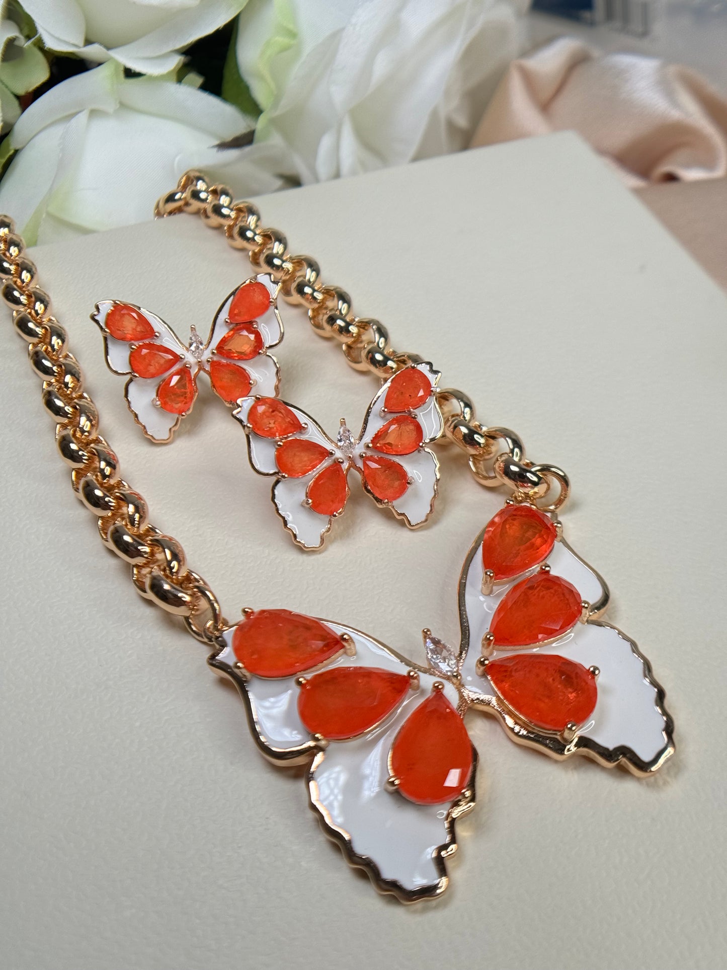 Orange butterfly set